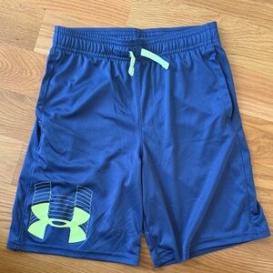 Under Armour Men's Navy and Neon Green Athletic Shorts